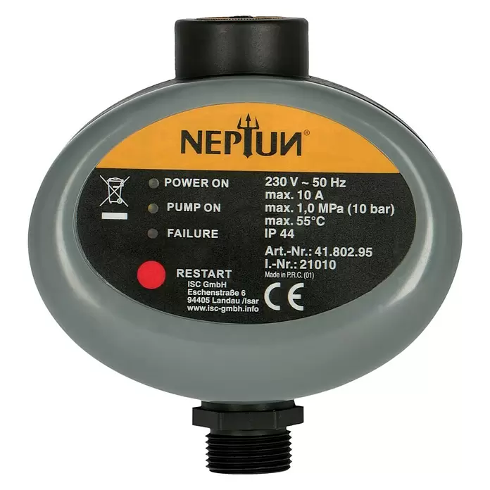 Neptun Interruptor de caudal NDE-E 10 - Presión máx.: 10 bar - Vista frontal