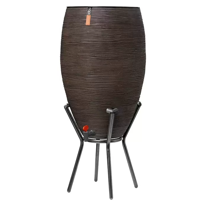 Capi Europe Regenton Rib met bloembak - 130 l, Bruin - Vooraanzicht