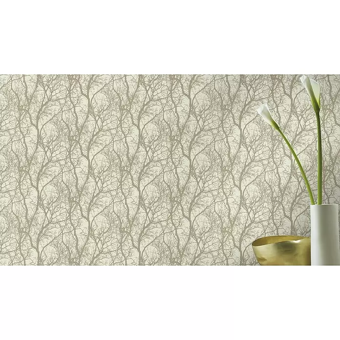 Rasch Tapetenwechsel Vliestapete Äste - Beige/Bronze, Floral, 10,05 x 0,53 m - Stimmungsaufnahme