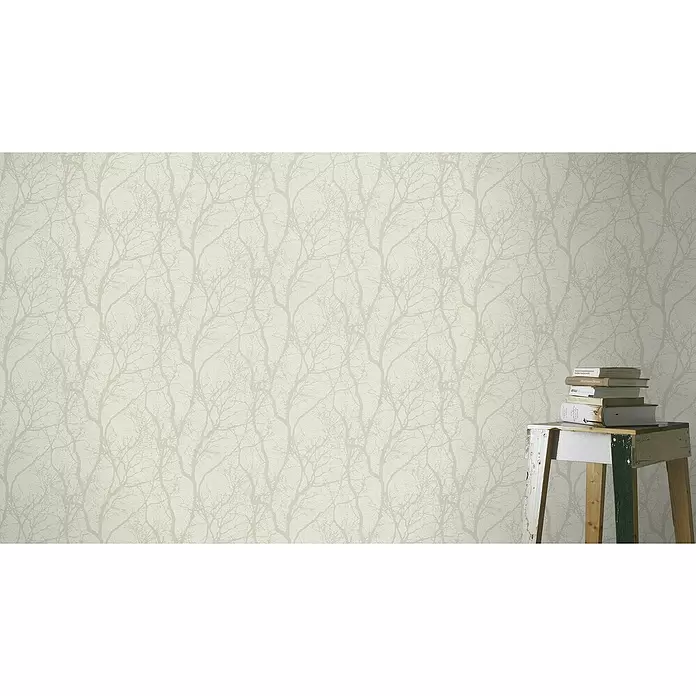 Rasch Tapetenwechsel Vliestapete Äste - Beige/Weiß, Floral, 10,05 x 0,53 m - Stimmungsaufnahme