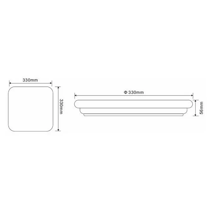 Globo LED-Außendeckenleuchte Dori - L x B x H: 33 x 33 x 5,6 cm - Skizze