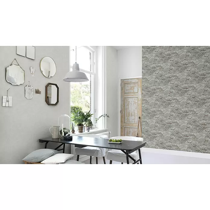 Rasch Vliestapete Bruchstein - Rot/Grau, Steinoptik, 10,05 x 0,53 m - Stimmungsaufnahme