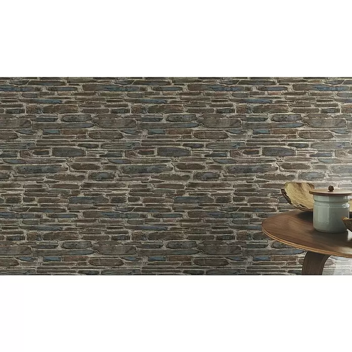 Rasch Tapetenwechsel Vliestapete - Beige/Blau, Steinoptik, 10,05 x 0,53 m - Stimmungsaufnahme
