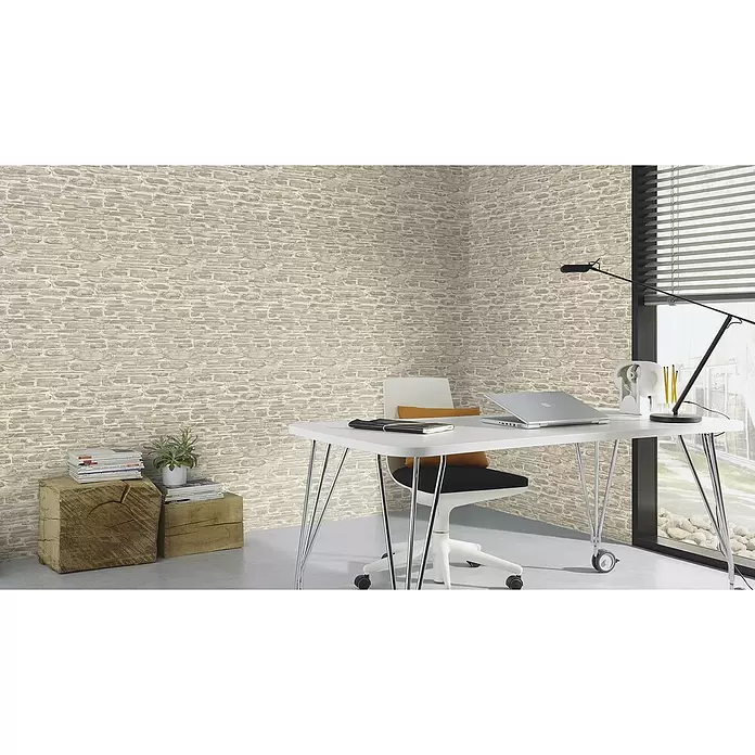 Rasch Tapetenwechsel Vliestapete - Beige, Steinoptik, 10,05 x 0,53 m - Stimmungsaufnahme
