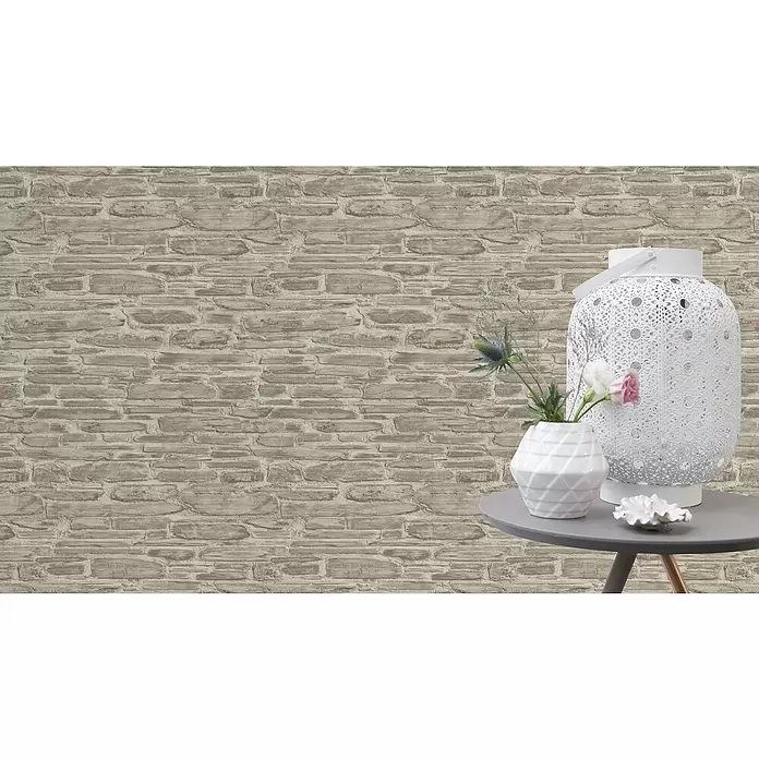 Rasch Tapetenwechsel Vliestapete - Beige, Steinoptik, 10,05 x 0,53 m - Stimmungsaufnahme