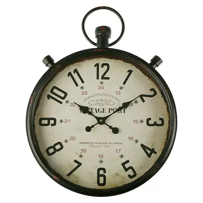 Reloj de pared Sherlock - Blanco/Marrón, Diámetro: 60 cm - Vista frontal