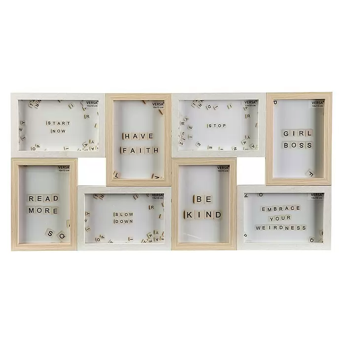 Marco de fotos - 8 soportes de fotos, Madera/Blanco, 10 x 15 cm, MDF - Vista frontal