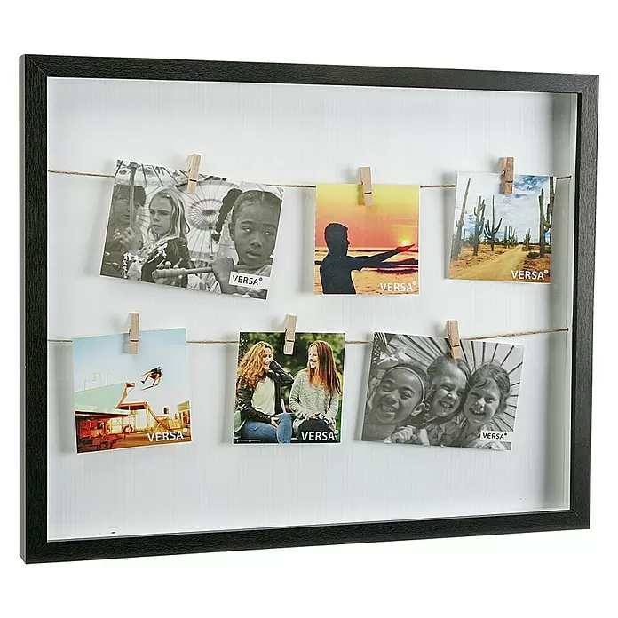 Portafotos con pinzas - L x An x Al: 43 x 6 x 33 cm, Negro - Vista frontal