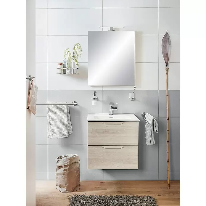 Riva Urban Waschtischunterschrank - 60 x 45 x 56,5 cm, Eiche Grau/Weiß, Matt - Stimmungsaufnahme