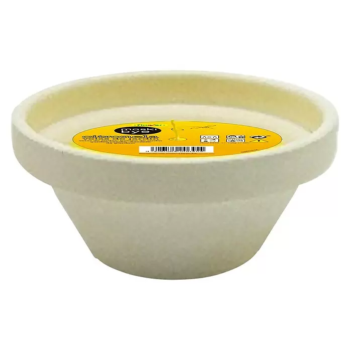 Flower Vela de citronela en plato de terracota - 1 ud., Diámetro: 12 cm, Amarillo - Vista frontal
