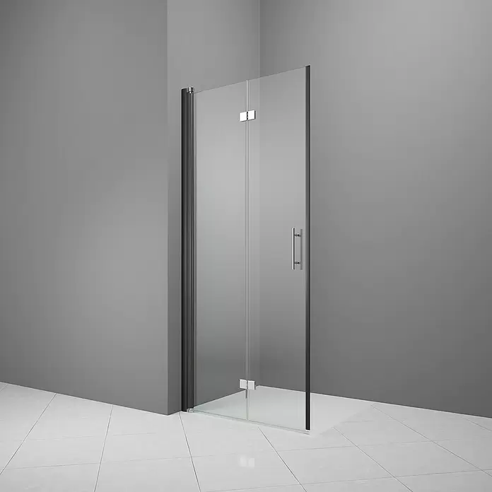 Camargue Vario Sklopiva vrata za tuširanje B53 - 90 x 195 cm, Premazano, Debljina: 6 mm, Crne boje - Živopisni prikaz