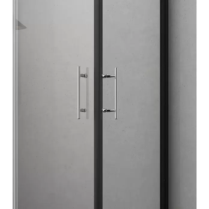 Camargue Vario Eckdusche B2+B53 - 80 x 90 x 195 cm, Beschichtet, Stärke: 6 mm, Schwarz - Detailaufnahme
