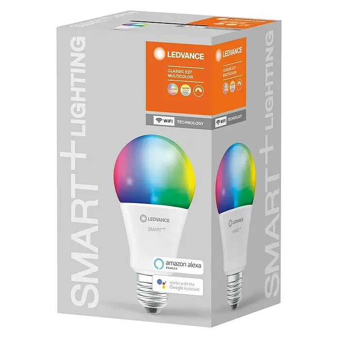 Ledvance Smart+ WiFi LED-Leuchtmittel Classic - E27, 14 W, A75, 1.521 lm, RGBW - Diagonale Ansicht