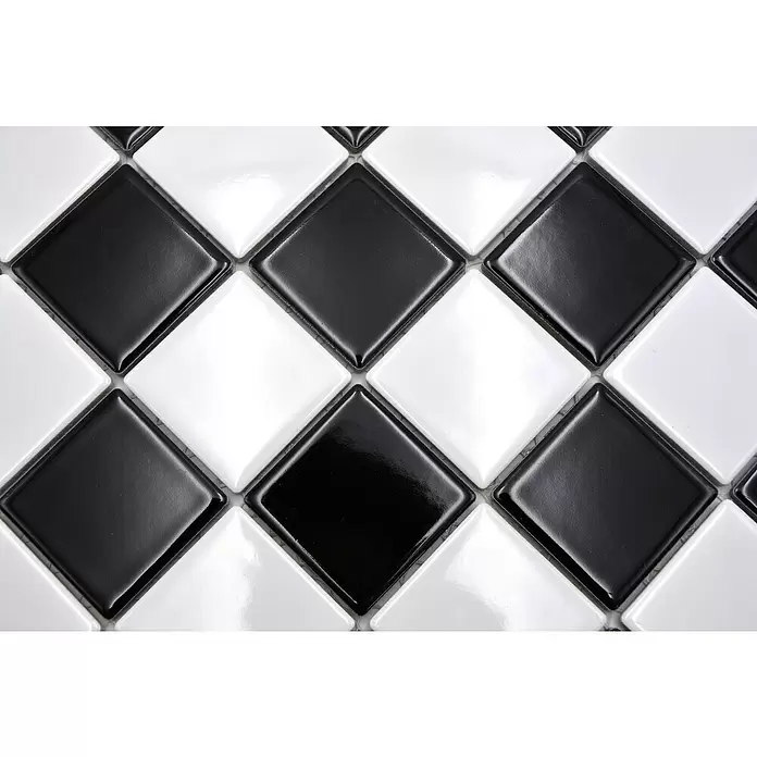 Mozaïektegel vierkant Architecture CD 200 - 29,8 x 29,8 cm, Zwart/Wit, Glanzend - Close-up