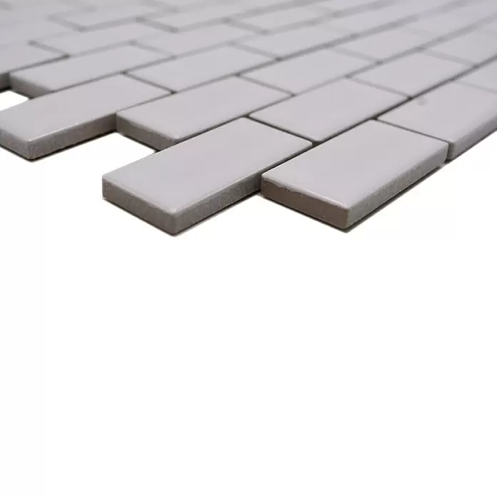 Mozaïektegel brick Uni CBR 3WG - 29,8 x 29,8 cm, Wit, Glanzend - Close-up
