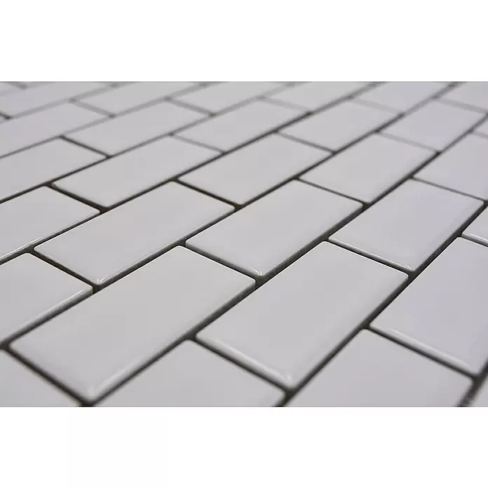 Mozaïektegel brick Uni CBR 3WG - 29,8 x 29,8 cm, Wit, Glanzend - Close-up