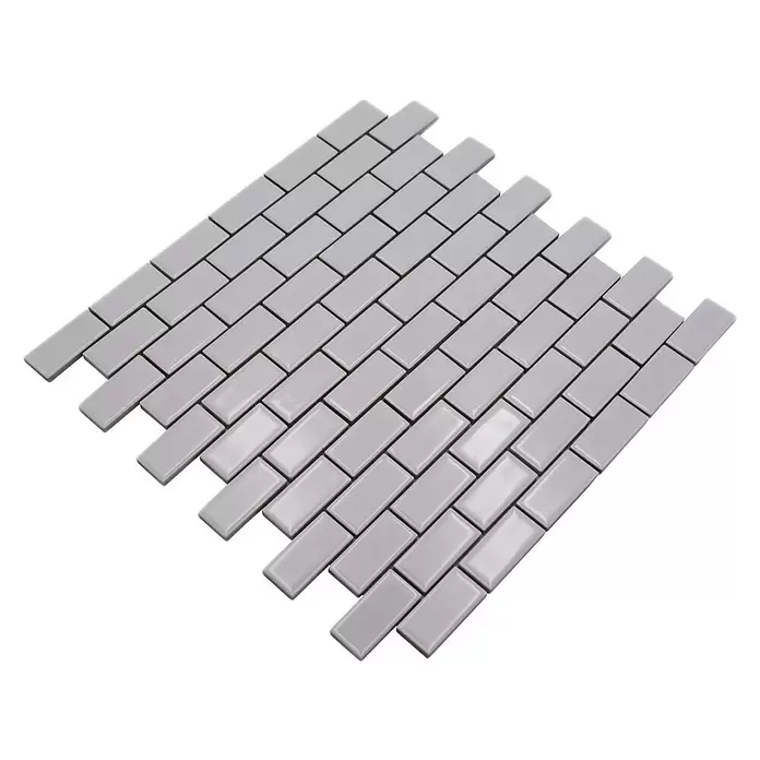 Mozaïektegel brick Uni CBR 3WG - 29,8 x 29,8 cm, Wit, Glanzend - Diagonaal zicht
