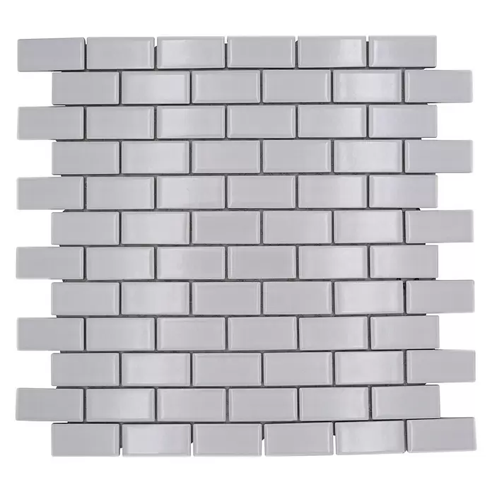 Mozaïektegel brick Uni CBR 3WG - 29,8 x 29,8 cm, Wit, Glanzend - Vooraanzicht