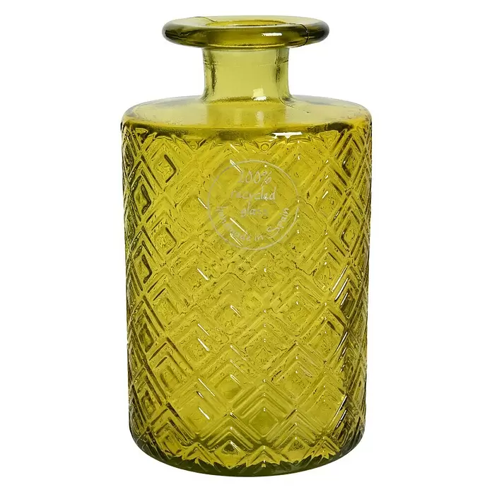 Jarrón de vidrio redondo Krug - 9 x 16 cm, Amarillo - Vista frontal