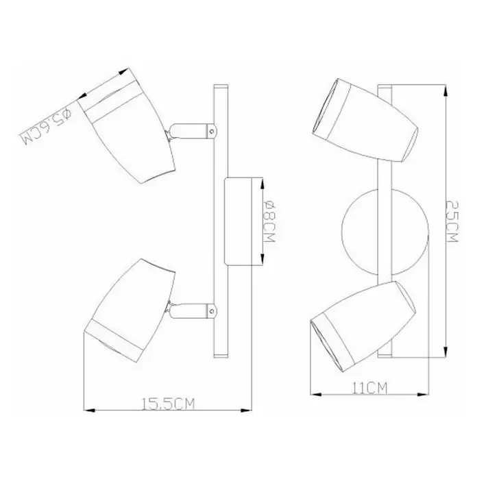 Globo LED-Wand- & Deckenleuchte Nero - L x B x H: 25 x 11 x 15,5 cm - Skizze