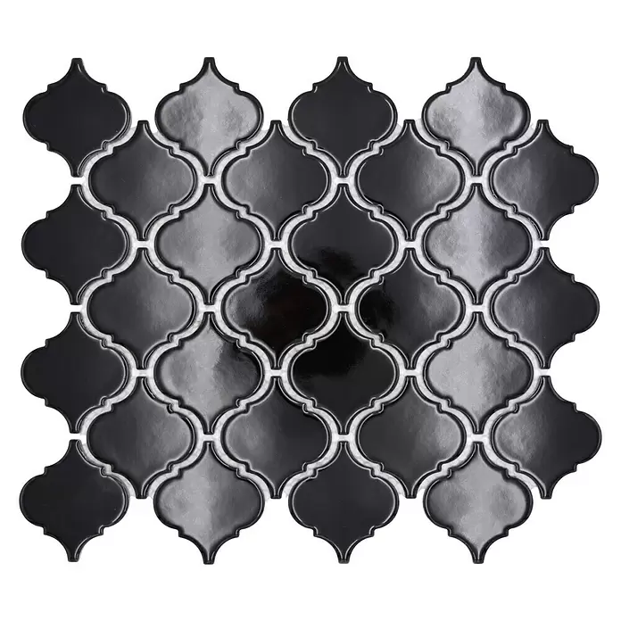 Mozaïektegel florentijn Uni CLP 2BG - 29,3 x 24,5 cm, Zwart, Glanzend - Bovenaanzicht