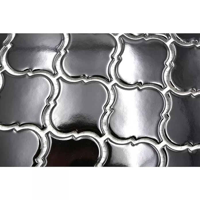 Mozaïektegel florentijn Uni CLP 2BG - 29,3 x 24,5 cm, Zwart, Glanzend - Close-up