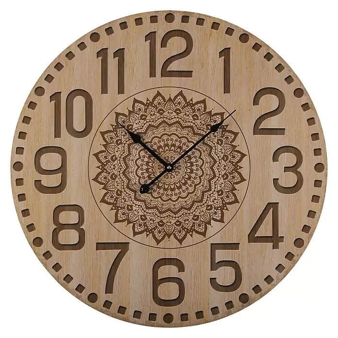 Reloj de pared Mandala - Madera, Diámetro: 58 cm - Vista frontal