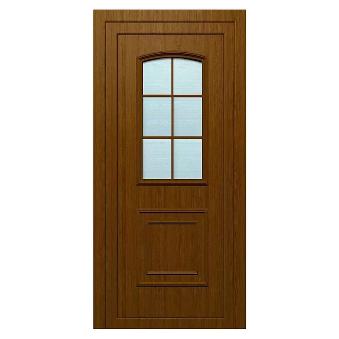 PVC ulazna vrata KT02 Zadar - D x Š x V: 70 x 1.000 x 2.100 mm, DIN graničnik: Desno, Smeđe boje - Pogled sprijeda