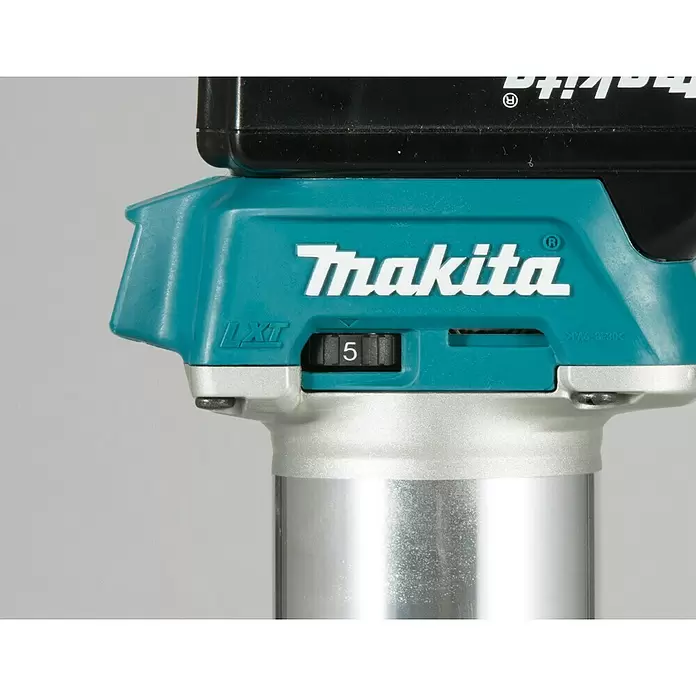 Makita Akku-Multifunktionsfräse DRT50Z - 18 V, Ohne Akku, Leerlaufdrehzahl: 10.000 U/min - 30.000 U/min - Detailaufnahme