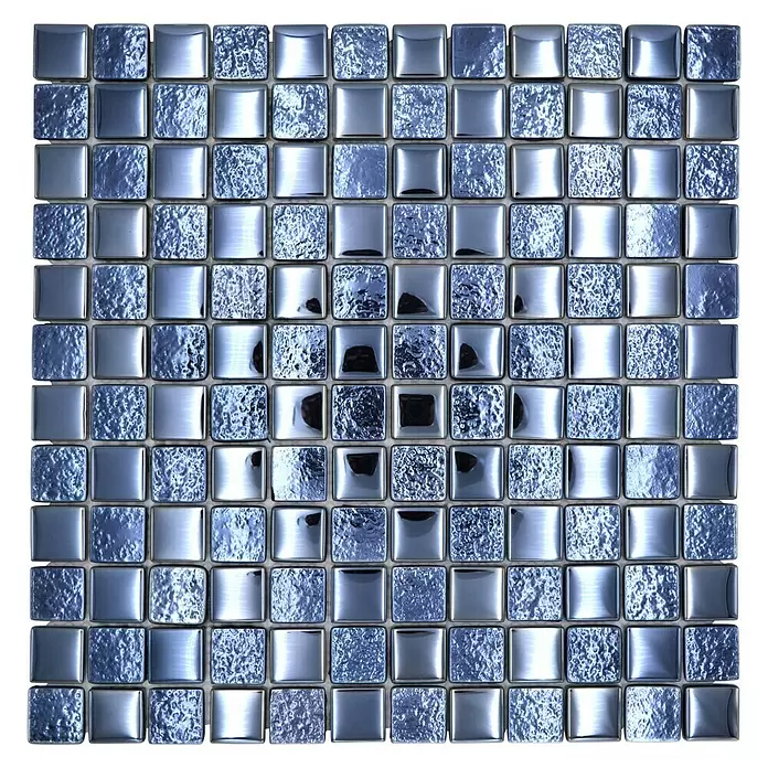 Mozaïektegel vierkant glas Mix XCM 8LU89 - 29,8 x 29,8 cm, Zwart, Glanzend - Vooraanzicht