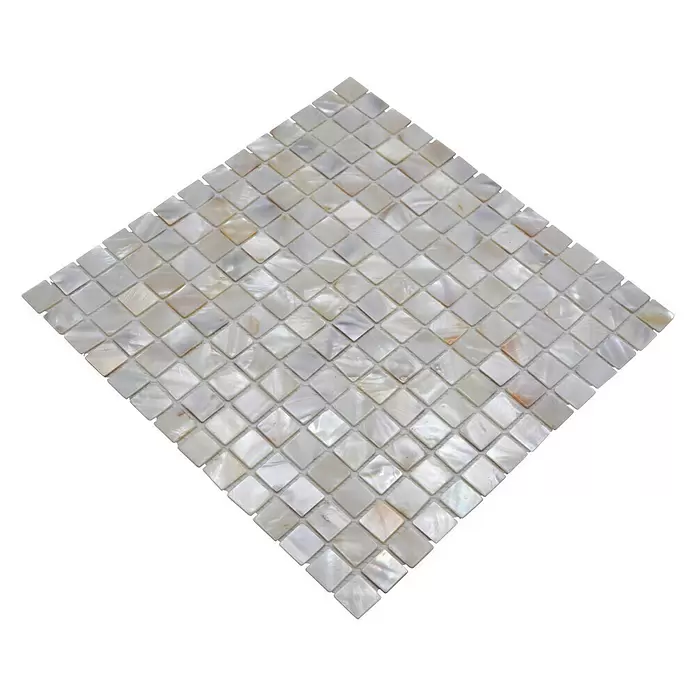 Mozaïektegel vierkant Mix SM 201 - 30,5 x 30,5 cm, Parelmoer, Glanzend - Diagonaal zicht