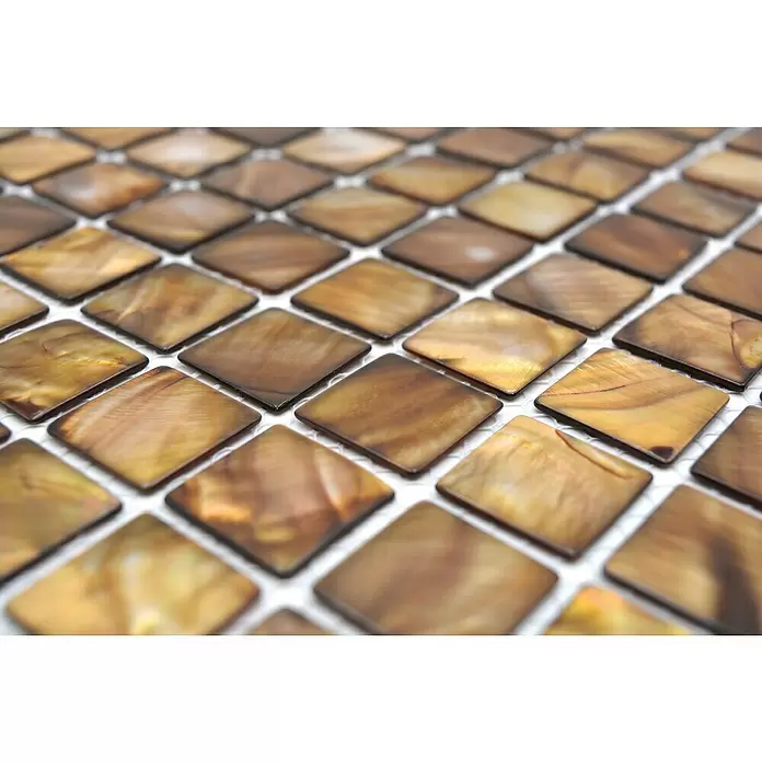 Mozaïektegel vierkant Mix SM 2569 - 30 x 30 cm, Beige/Bruin, Glanzend - Close-up