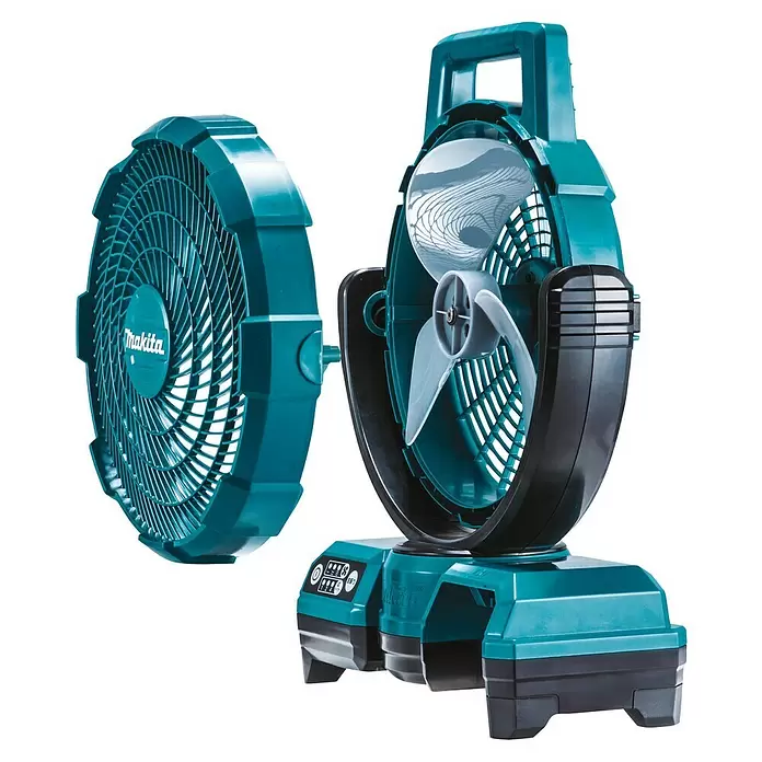 Makita Akku-Ventilator DCF203Z - 18 V, 110 - 240 V, 50/60 Hz, Ohne Akku, Luftmenge: 8,2 m³/min - Diagonale Ansicht