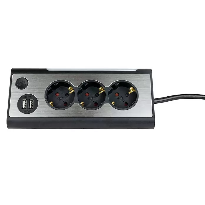 REV Produžni kabel s utičnicama - Srebrne boje, 0,5 W, 20 x 10,5 x 3,5 cm, Rasvjeta - Pogled odozgo
