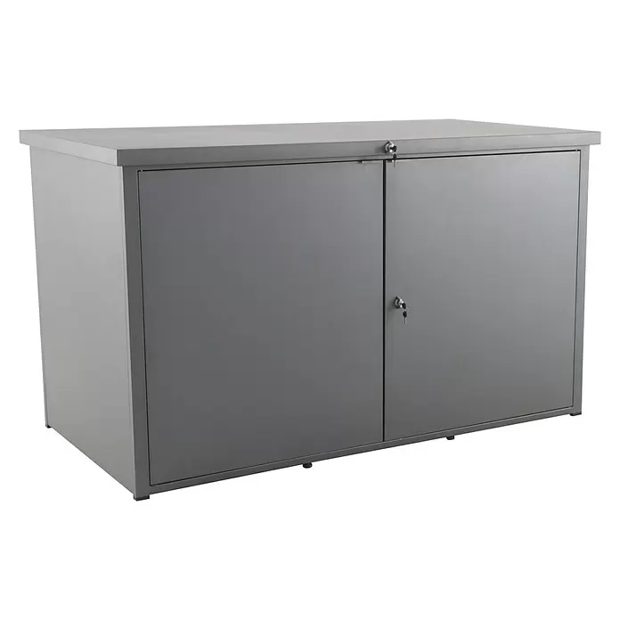 Sunfun Garten-Aufbewahrungsbox - L x B x H: 206 x 111 x 122 cm, Anthrazit - Diagonale Ansicht