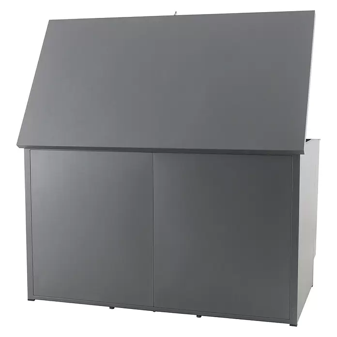 Sunfun Garten-Aufbewahrungsbox - L x B x H: 206 x 111 x 122 cm, Anthrazit - Diagonale Ansicht