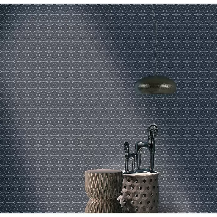 Papel pintado Geométrico - Negro, 10,5 x 0,53 m - Foto ambiente