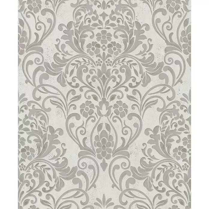 Papel pintado Damasco - Gris, 10,5 x 0,53 m - Primer plano