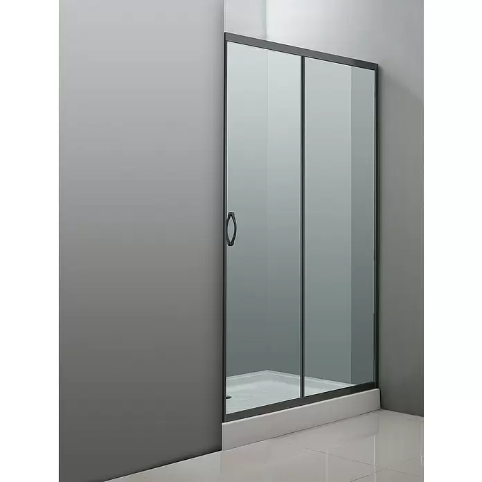 Mampara de ducha frontal jade - An x Al: 140 x 195 cm, 4 mm, Negro - Foto ambiente