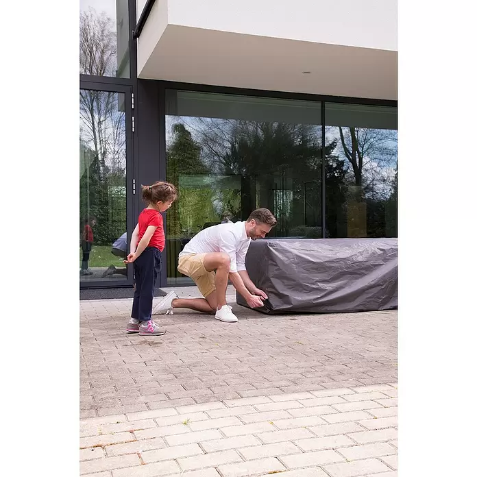 Winza Outdoor Covers Beschermhoes voor loungesets - l x b x h: 250 cm x 250 cm x 70 mm, Grijs - Toepassingsvoorbeeld