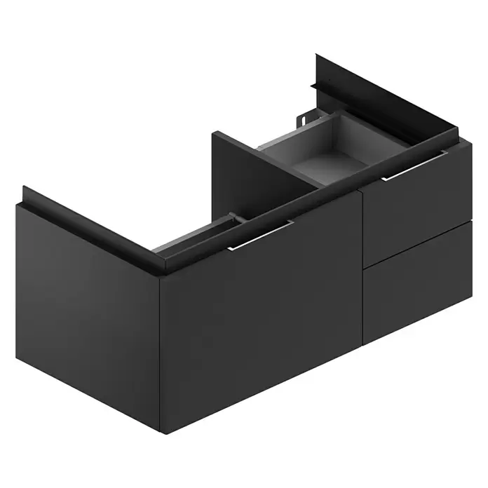 Riva Tape Waschtischunterschrank - 83,5 x 42,2 x 38,6 cm, Schwarz, Matt - Diagonale Ansicht