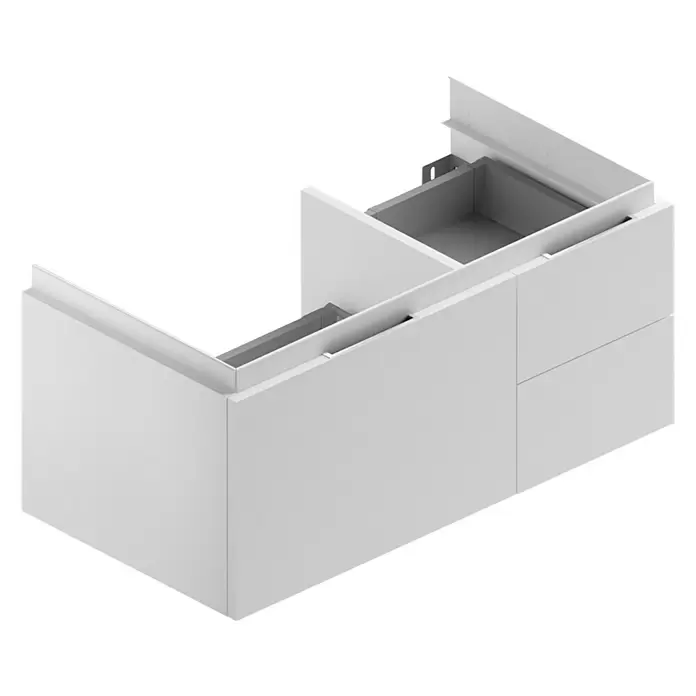 Riva Tape Waschtischunterschrank - 83,5 x 42,2 x 38,6 cm, Weiß, Matt - Diagonale Ansicht