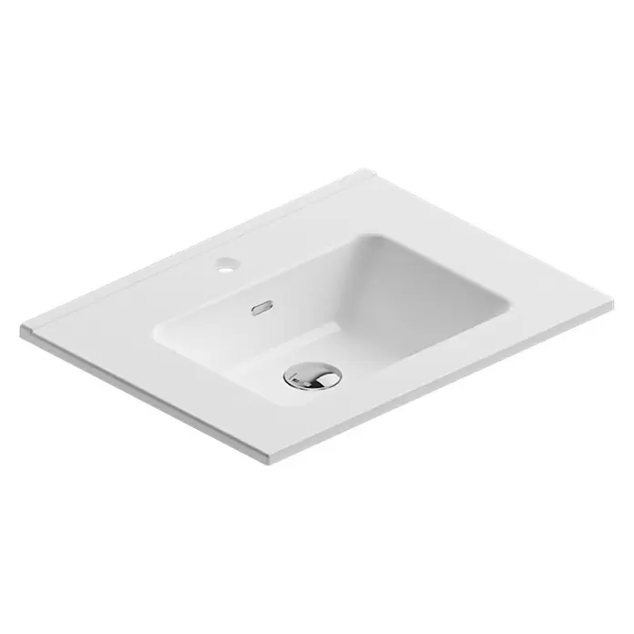 Riva Pull Aufsatzwaschbecken - 61 x 46 cm, Keramik, Weiß - Diagonale Ansicht