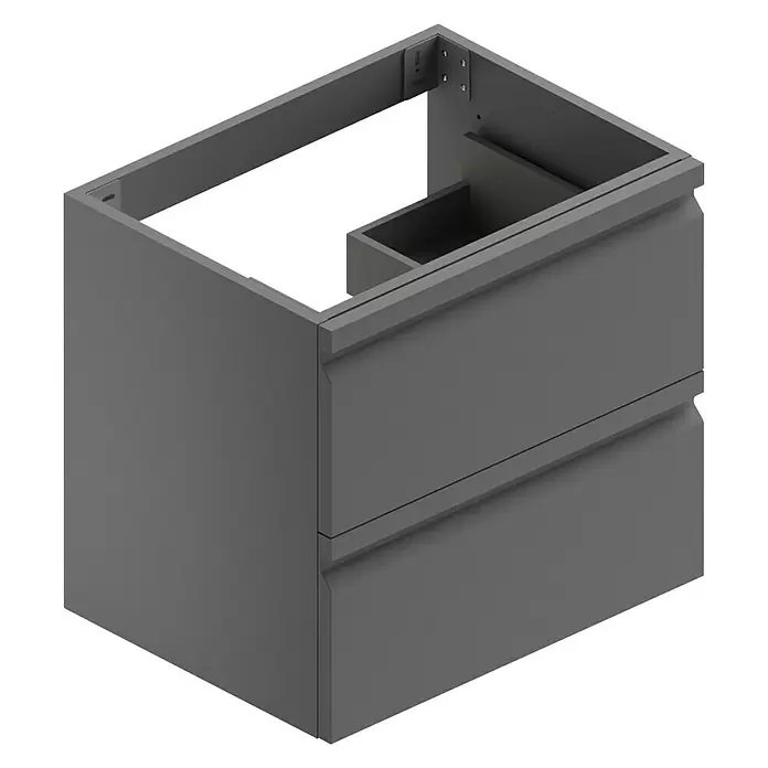 Riva Pull Waschtischunterschrank - 60 x 54,4 x 59,5 cm, Anthrazit, Matt - Diagonale Ansicht