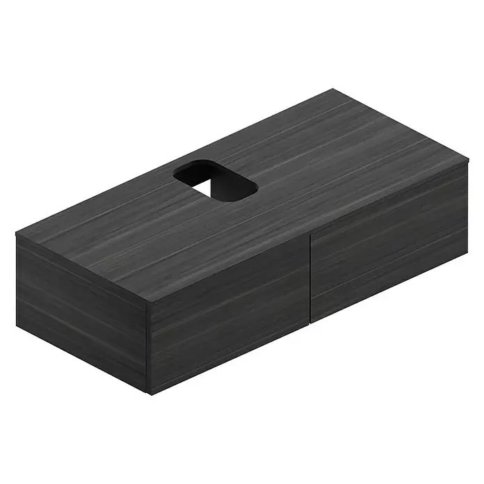Riva Draw Waschtischunterschrank - 100 x 50 x 25 cm, Ulme, Matt - Diagonale Ansicht
