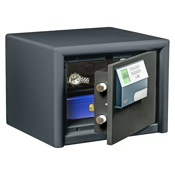 Burg-Wächter Möbeltresor Combi Line CL 410 E - Elektronisches Zahlenschloss, VdS geprüft, ECB-S zertifiziert EN 1300, Klasse 2/B, 380 x 435 x 320 mm, Schwarz - Diagonale Ansicht