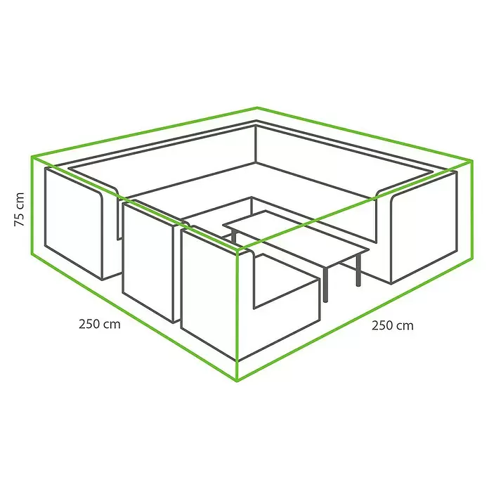 Winza Outdoor Covers Beschermhoes voor loungesets - 250 x 250 x 75 cm, Grijs - Blauwdruk
