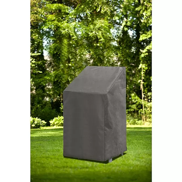 Winza Outdoor Covers Beschermhoes voor stapelstoelen - 66 x 66 x 128 cm, Grijs, Passend bij: Stapelstoelen - Toepassingsvoorbeeld