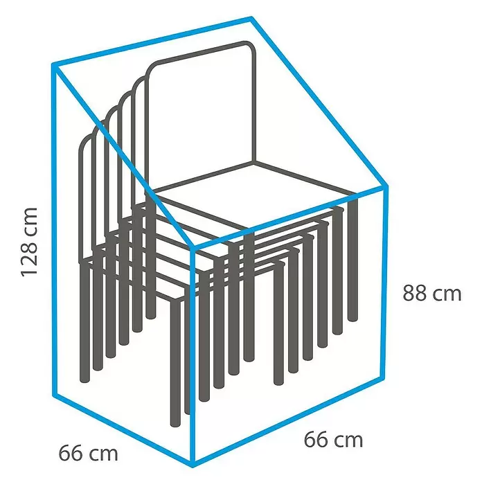 Winza Outdoor Covers Beschermhoes voor stapelstoelen - 66 x 66 x 128 cm, Grijs, Passend bij: Stapelstoelen - Blauwdruk