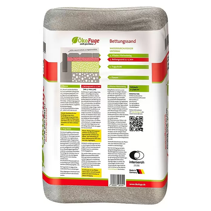 Bettungssand ÖkoFuge - 25 kg - Rückansicht